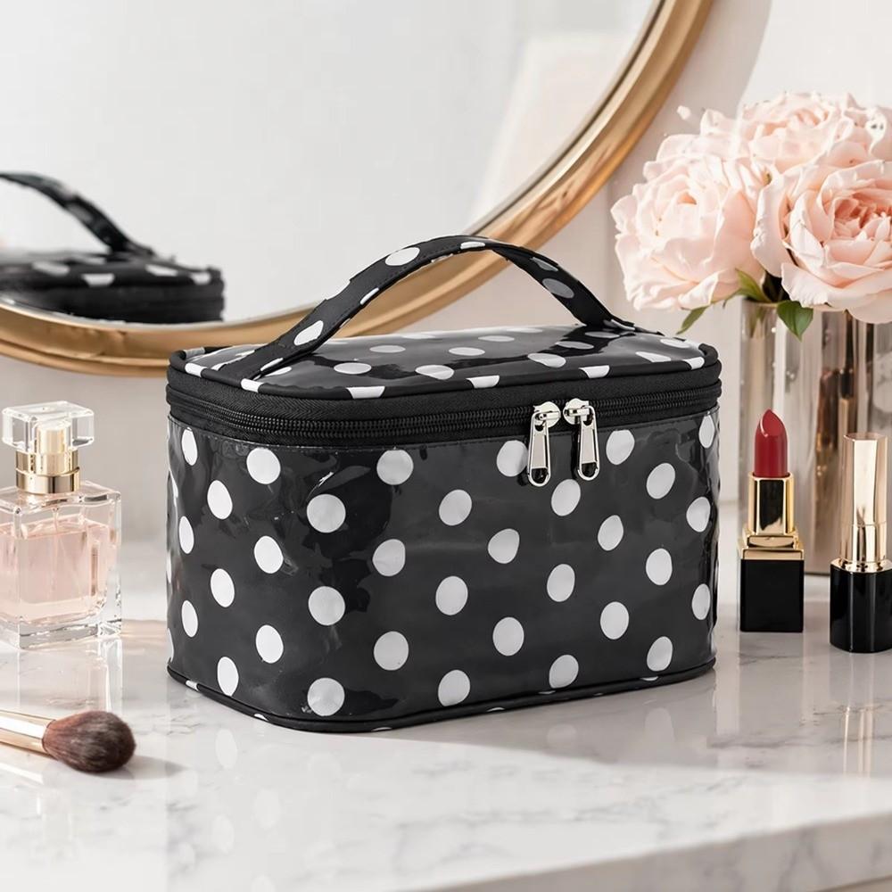 Polka Dot Cosmetic Bag PVC Make Up Organizer Polka Dot PVC Makeup Bag Business Trip