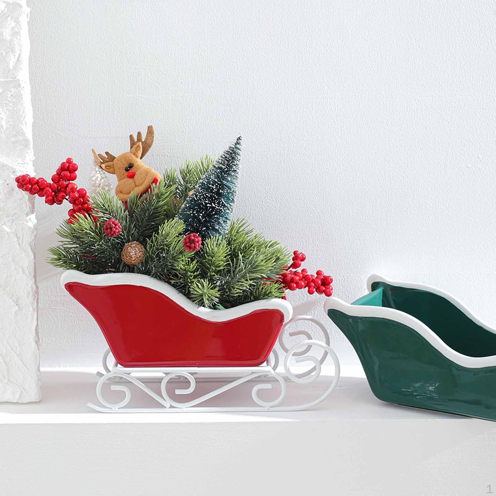 

Рождественские сани Настольное украшение Конфетница Дисплей Центральный элемент Сервировочная корзина для хранения Корзина в форме саней красный