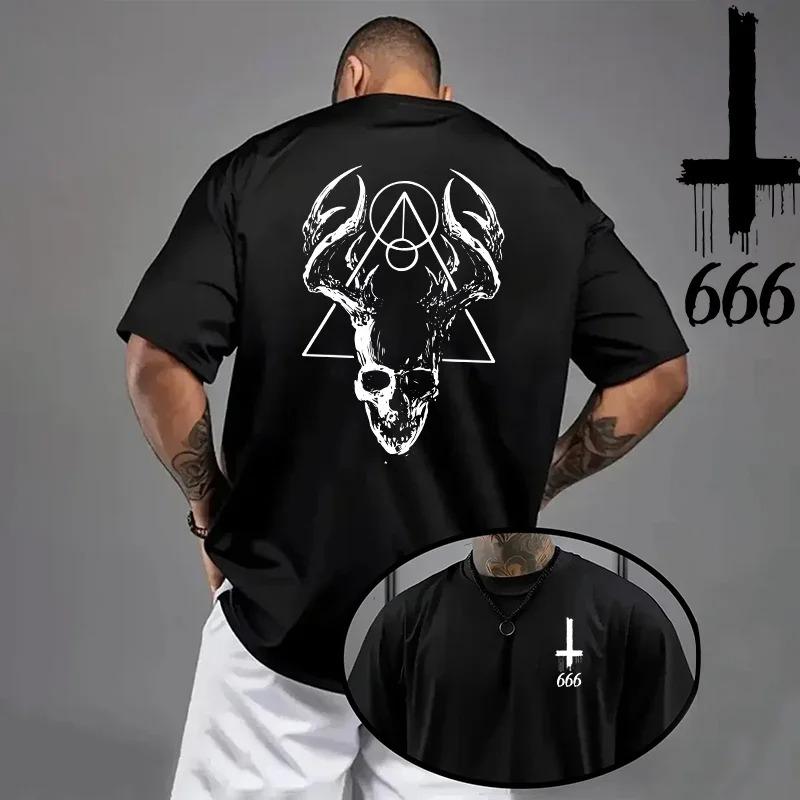Hot 2026 Unisexs Tshirt Spring Summer Daily Casual Fashion Short Sleeve 8 Styles Satan Inverted Cross Prints Patterns Oversize
