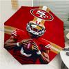 San Francisco 49ers LOGO Print Automatic Umbrella, 8 Rib Iron Frame, Plastic Handle, Suitable for Outdoor Travel &Daily , Ideal Gift