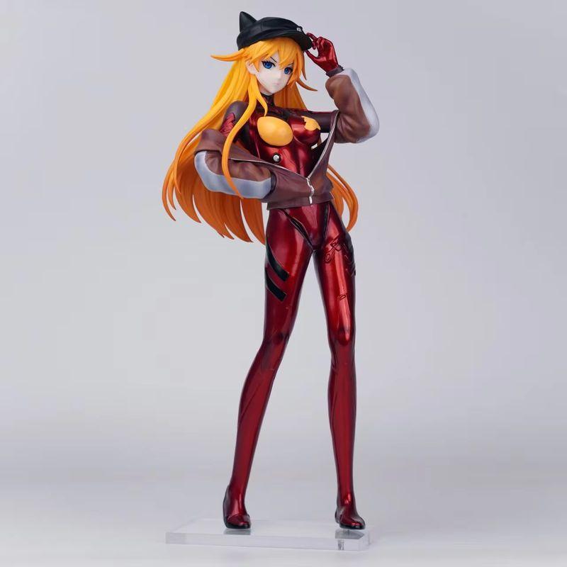 Asuka Langley Cat Ear Hat Plugsuit Evangelion Anime Figure Collectible Model Desktop Decoration Static Statue Collectable Toys