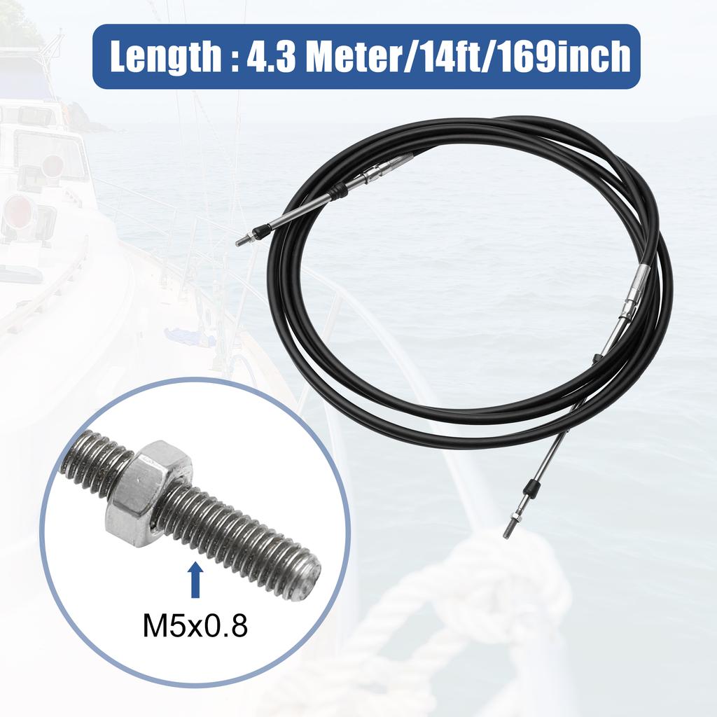 Motoforti 6-19ft 1.8M-5.8M Marine Throttle Shift Remote Control Box Cable for Outboard Engine Boat Motor Steering System