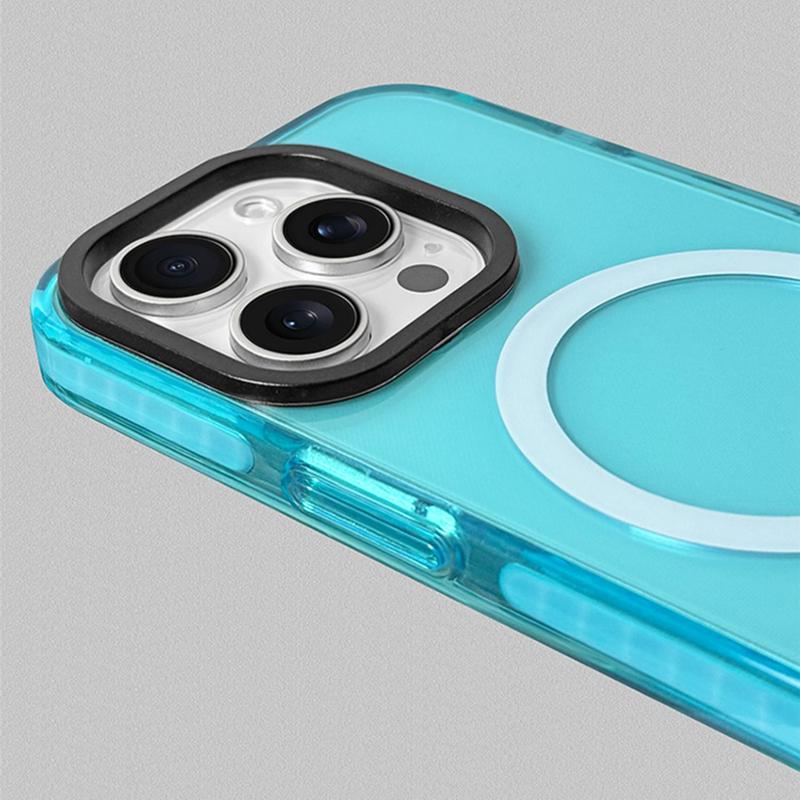 Transparent Neon Color MagSafe Phone Case for iPhone17 16 15 Pro Max 14Pro 13 14 12 Wireless Charging Soft Silicone Bumper Cover