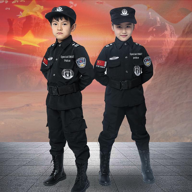 Kids' Police Uniform Costume Set: Little Officer Special Forces Black Cat Sheriff Outfit for Photography & Performance