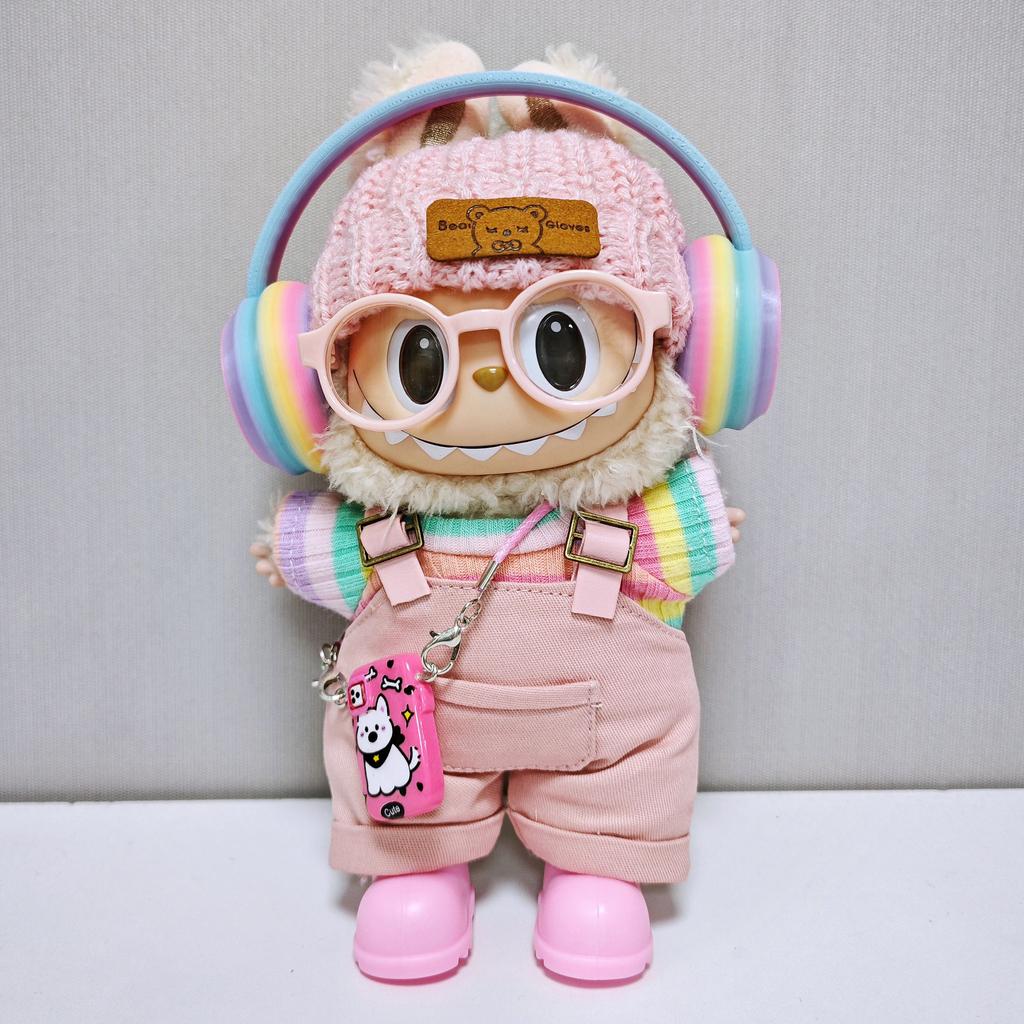 Oblečení pro panenku Labubu Růžový overal Oblek Série Módní a Vynikající Oblečení pro panenku