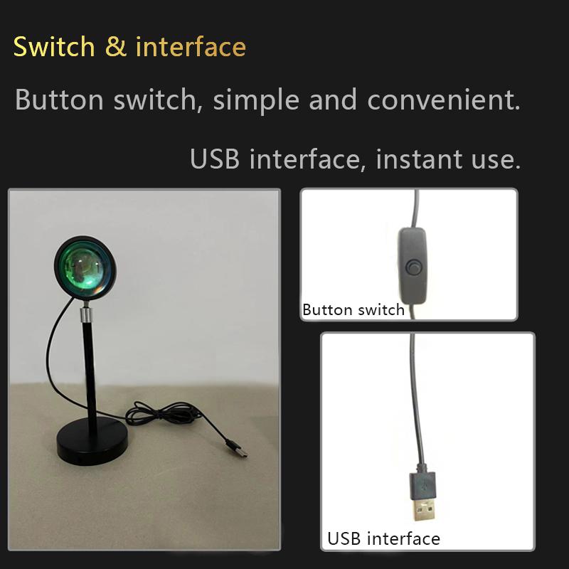 Modern Rechargeable LED Floor Lamp with Rainbow Sunset Sunrise Night Light Projector for Living Room Background Decoration