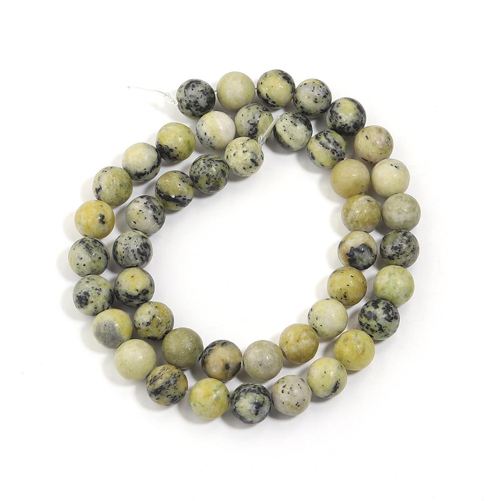 4/6/8/10/12mm Natural Stone Beads Grass Yellow Turquoise Round Loose Beads For Jewelry Making DIY Bracelets Necklace Accessories