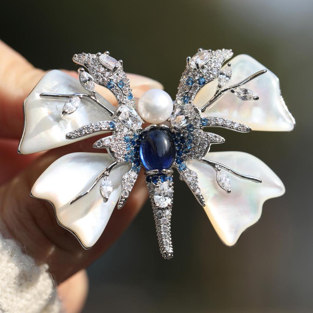 Retro Crystal Butterfly Brooch Pendant by Bo Xin Yun - Two-in-One Original Design