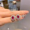 Elegant Pigeon's Blood Red Gemstone Jewelry Set: Ring, Necklace, Earrings - Trendy Style
