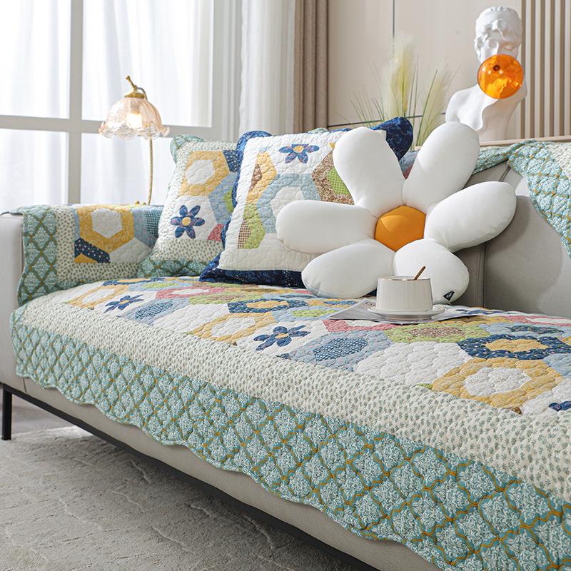 Foreign Trade Sofa Cushion Pure Cotton Four-Season Non-Slip Simple Universal Cotton Seat Cushion Summer Leather Sofa Cover Cloth Towel