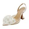 Sexy Pointed Transparent PVC Cover Teo High Heels Sandals Flower Rhinestone Back Strap Women Banquet Dress Shoes White