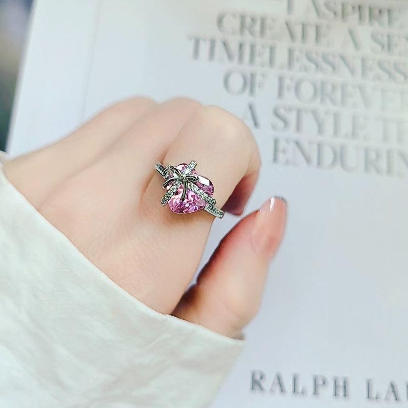 Luxury Zircon Heart Irregular Index Ring For Women Fashionable Versatile High End Jewelry Accessory