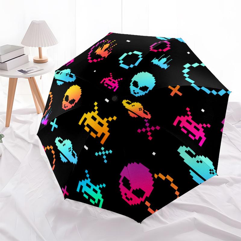 1pc Alien Space Automatic Open/close Umbrella, 8-Rib Sturdy Structure, Auto Folding/Opening, Portable Travel Umbrella for Women,165