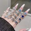 Niche Design Butterfly Rose Blue Zir*****Pen Ring Stacked With Personalized Light Luxury High-End Ring Woman