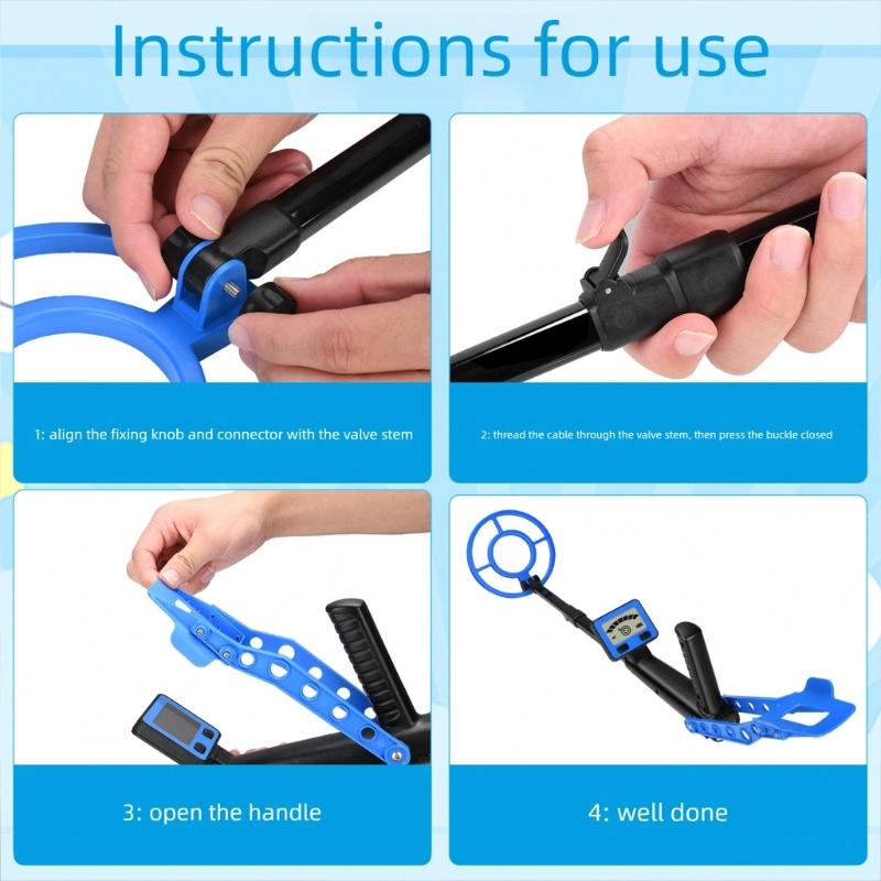 Kids Metal Detector Lightweight 1.2lbs Adjustable 60cm To 79cm Rod Secure Battery Cover Detects Gold Silver Coin Jewelry 10cm Underground Depth