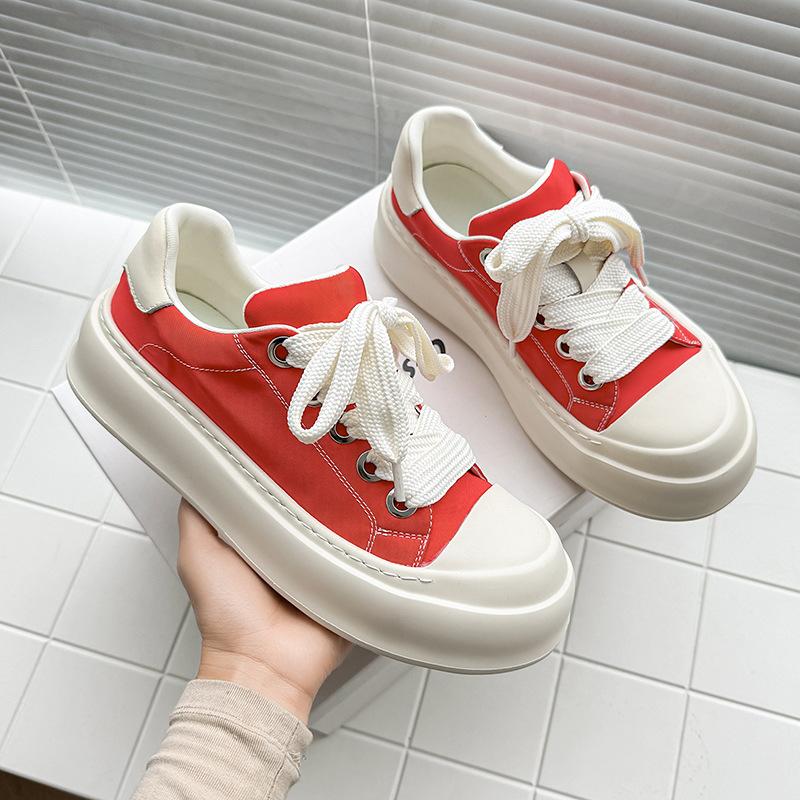 New thick-soled dopamine canvas shoes are breathable and comfortable casual versatile color matching casual shoes 30309-Y