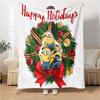 1Pc Happy Minions Holiday Wreath Blanket Soft Throw Blanket For Home Bedroom Bed Sofa Travel Office Solid Christmas Blanket