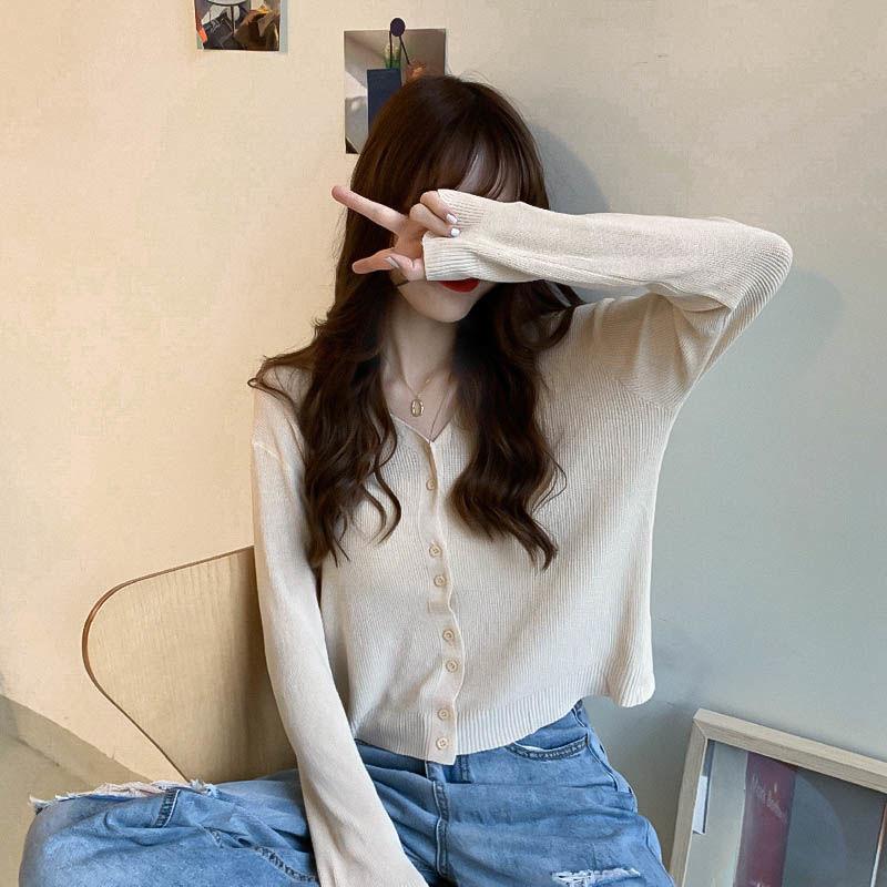 

Женский кардиган крупной вязки цвета авокадо, летний тонкий топ с открытыми плечами, ледяной шелк, кондиционирующий, с длинным рукавом 2XL абрикосовый