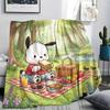 1PC Pochacco Print Flannel Blanket, High quality All Seasons, Home Decor, Warmth and Comfort, Perfect for Christmas Gifts