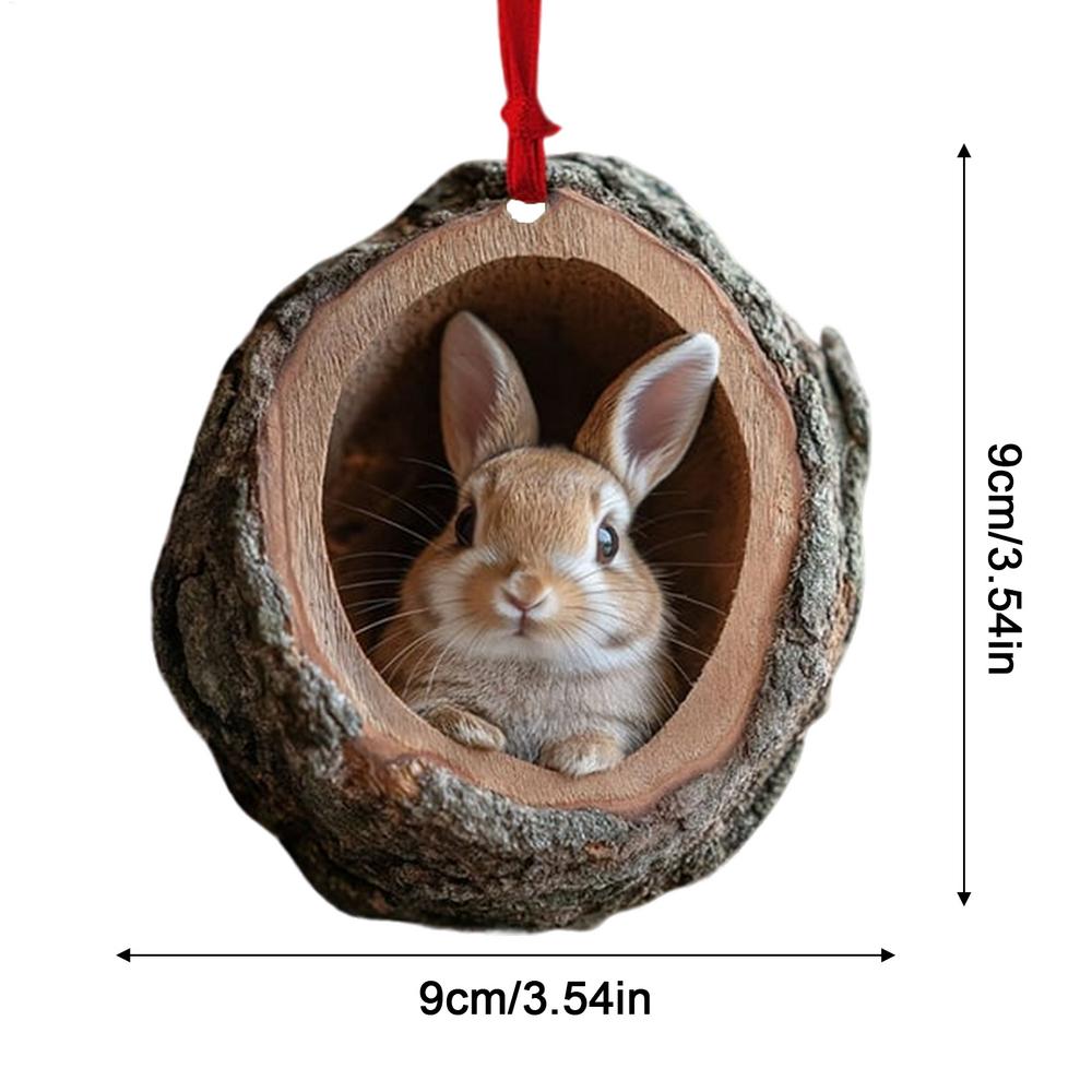 2026 Animal Christmas Ornaments 2D Cute Acrylic Raccoon Cat Owl Squirrel Animal Pendant for Christmas Tree Decoration