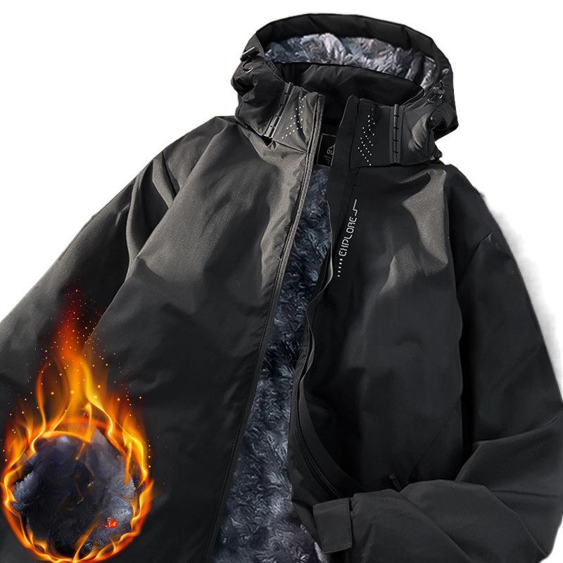 

Мужская бархатная куртка, осень-зима с капюшоном, черная, большого размера, водонепроницаемая и ветрозащитная, модная, повседневная M