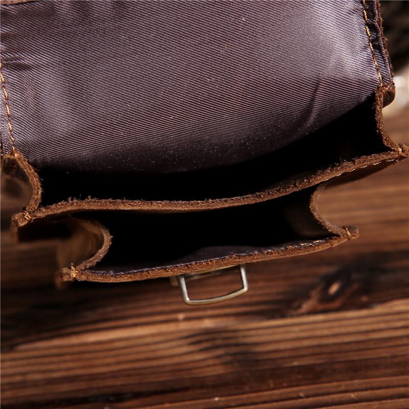 Top Layer Crazy Horse Leather Genuine Leather Men's Retro Mobile Phone Outdoor Mobile Wallet Small Waist Bag Shoulder Bag