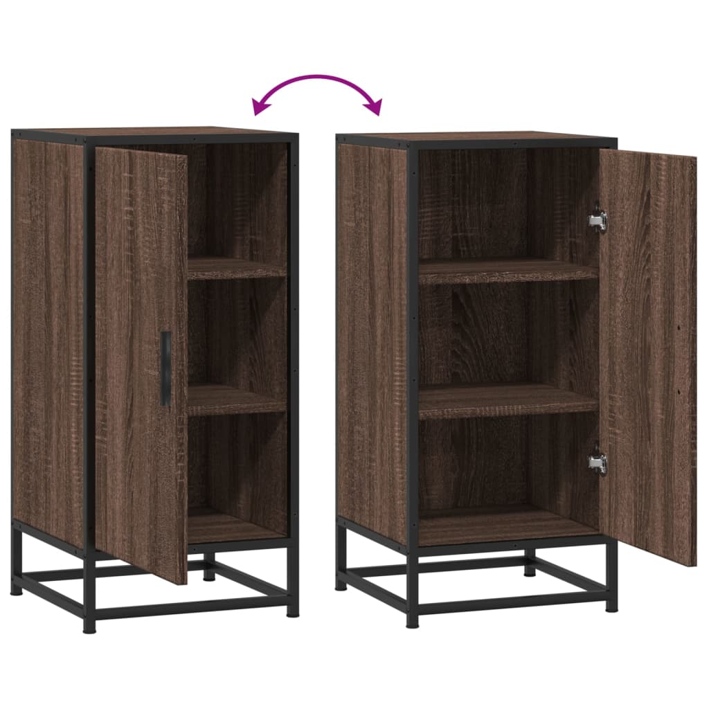 Sideboard in Brown Oak Look 35.5 x 35 x 76 cm Engineered Wood & Metal