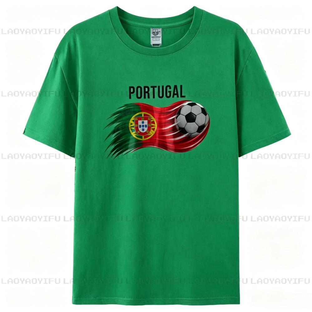 Patriotic Portugal Flag Soccer Fan Tee Portugal Soccer Lover Gift Tee Soccer Part Supplies Clothing Men Women Unisex Cotton Tops