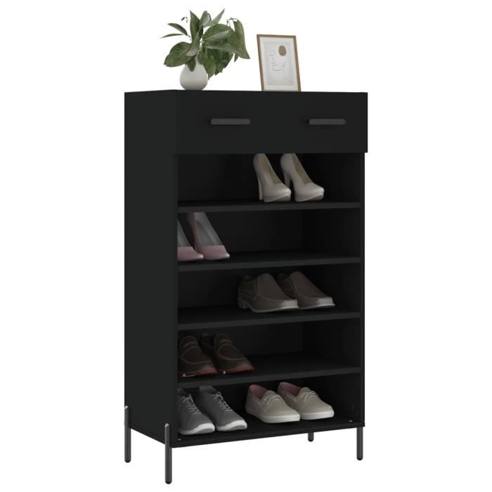 VidaXL Armoire à chaussures noir 60x35x105 cm bois d'ingénierie 829621