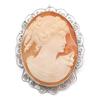 Cameo Brooch Orange Silver 7.4g Women Used