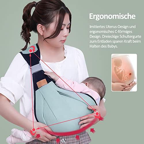 Baby Wrap Carrier, Adjustable Infant Sling with Thickened Shoulder Straps, Ergonomic Support for Newborn to 36 Months