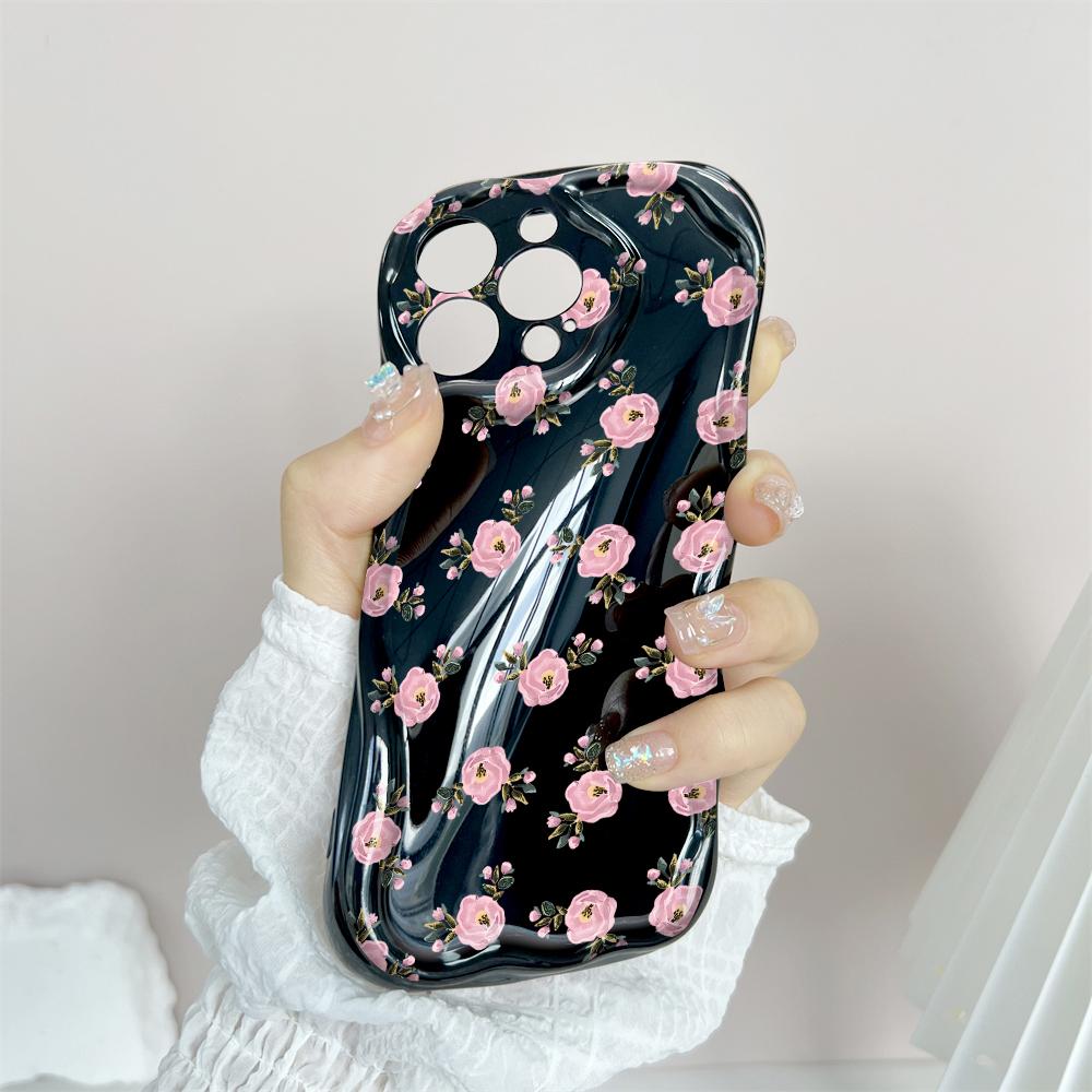 Kreslený vzor krémová textura pouzdro vlnitý okraj měkký silikonový kryt pouzdro na telefon pro iPhone Samsung Huawei Honor Xiaomi Redmi Infinix Tecno
