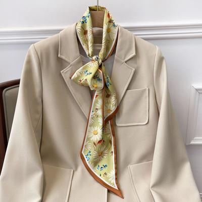 New Style of Literary Floral Fashion Trendy Small Scarf for Women's Hairband Korean Style Fresh Scarf Scarf Scarf Long Strap Kicker Bag