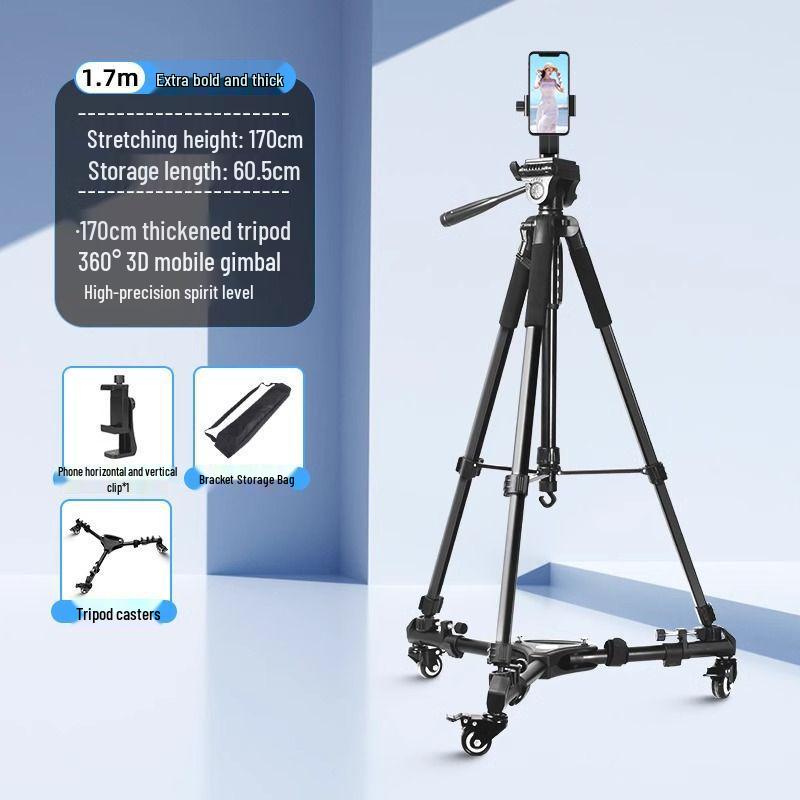 Professional Mobile Phone & DSLR Tripod with Pulley and Universal Ball Head for Live Streaming