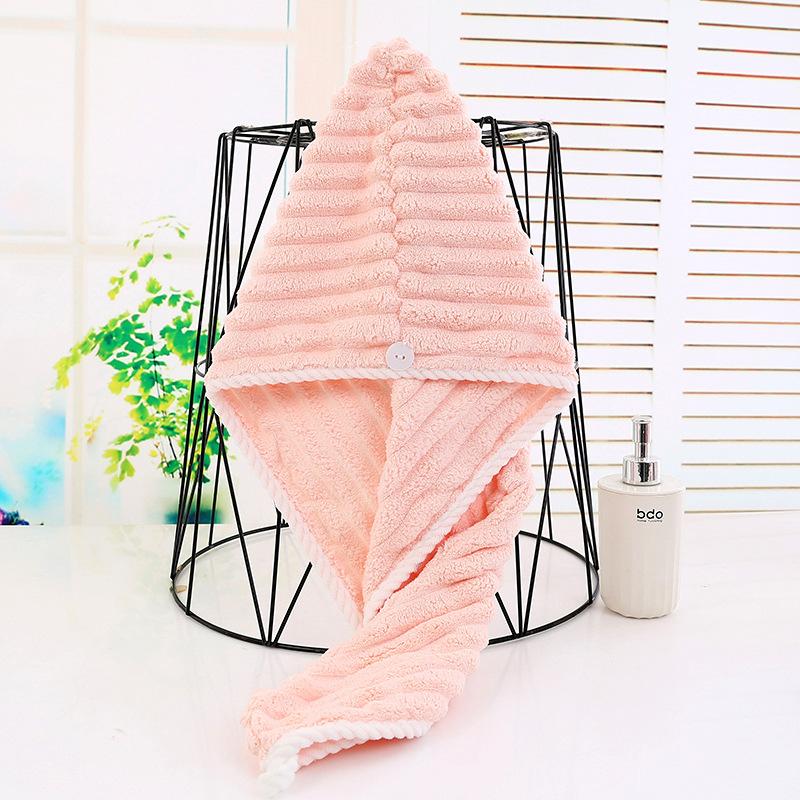 Independent pack, thickened candy bar, coral fleece dry hair cap, women s adult headscarf, quick-drying, soft and strong water absorption 25*65 розовый