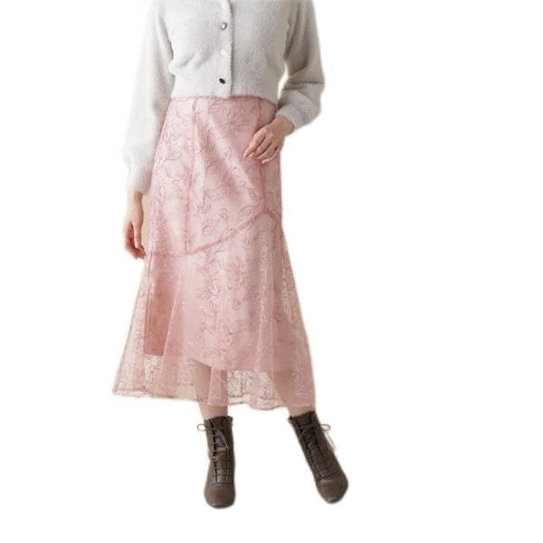 Jill by Jill Stuart Women's Rose Embroidery Mermaid Skirt, Pink, 125-3220019