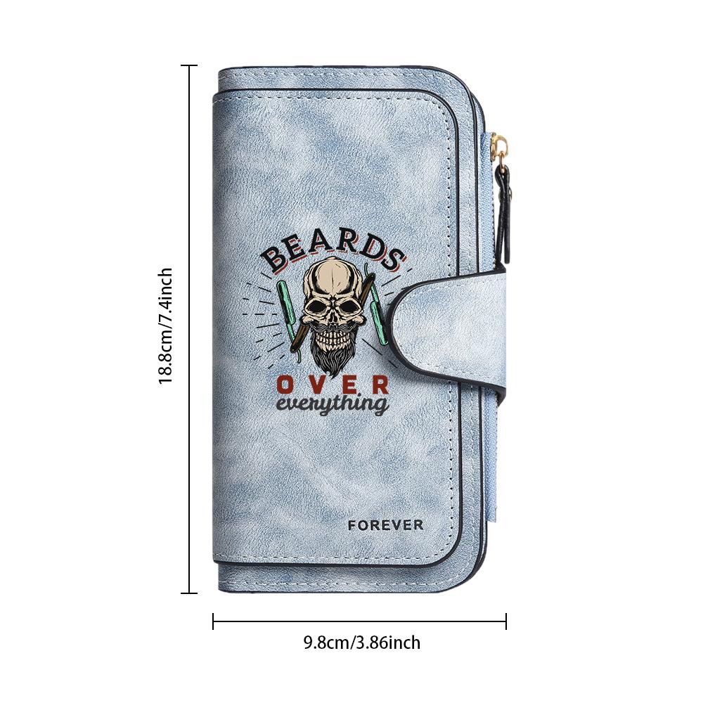 Stylish Skull Pattern Long Wallet Card Holder Durable Multi Slots Pouch Fashion Daily Use Purse