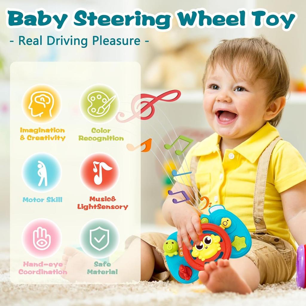 Steering Wheel Learning Toy with sounds - Perfect Gift for baby & Toddlers 1-3. Interactive, Fun Play!birthday,Christmas