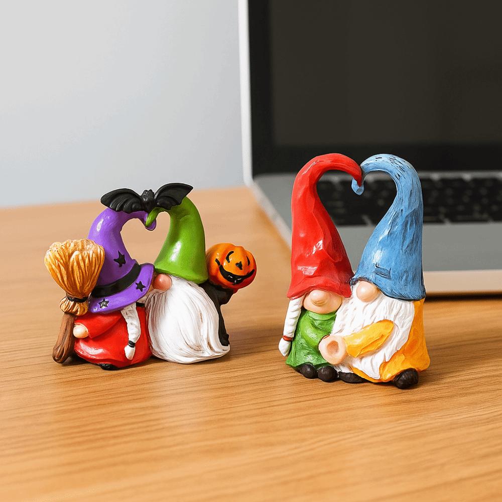 Resin Pumpkin Dwarf Figurine Statue Dwarf Spirit Heart Shape Figurines  Desktop Decorative