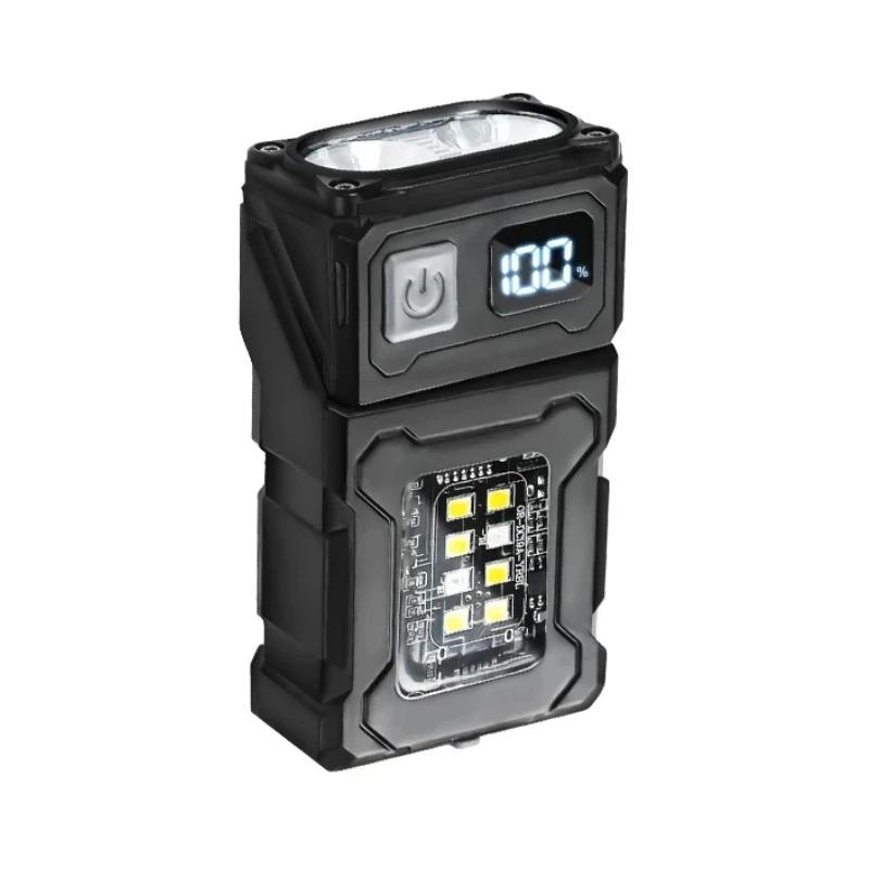 2/1 Stück Tragbare Taschenlampe 1200mAh Superhell MINI USB Wiederaufladbare LED Heckmagnet Taschenlampe mit COB Notlicht für Camping Wandern