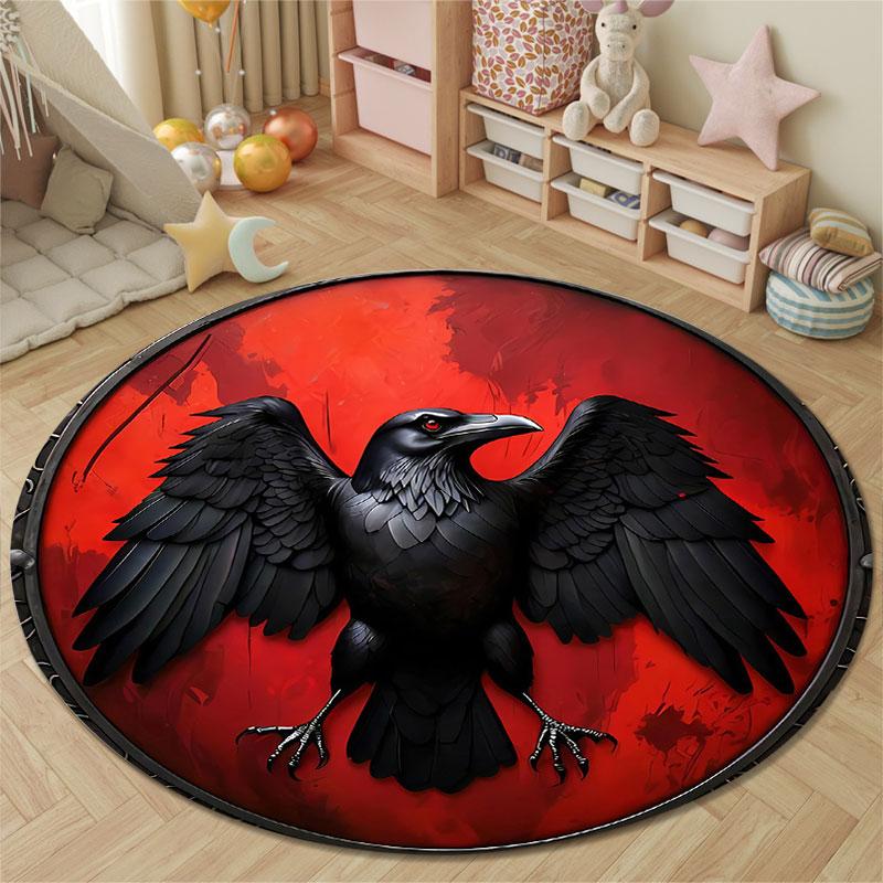 Boho Round Moon Multicolor Rug Mat, Non-Slip Floor Mat for Entryway