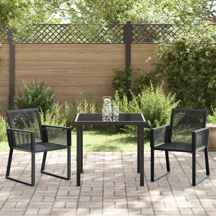 VidaXL Ensemble de Salle à Manger de Jardin 3 Pièces Noir Poly Rattan 3379310