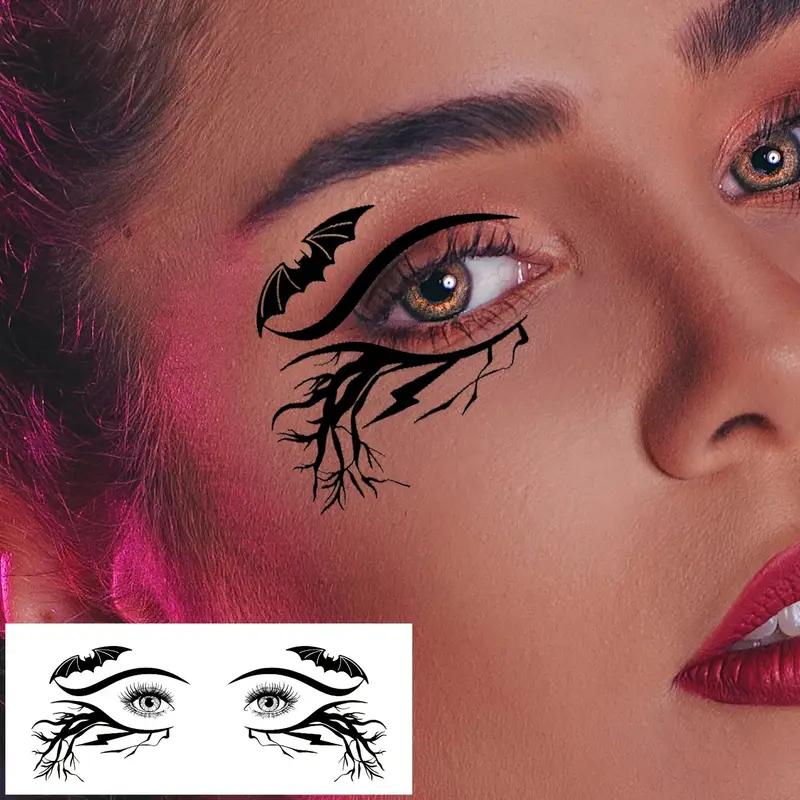 10sheets Spider Web Eye Tattoo Sticker Waterproof Temporary Fake Tattoos Suitable for Halloween Party Facial Art Makeup