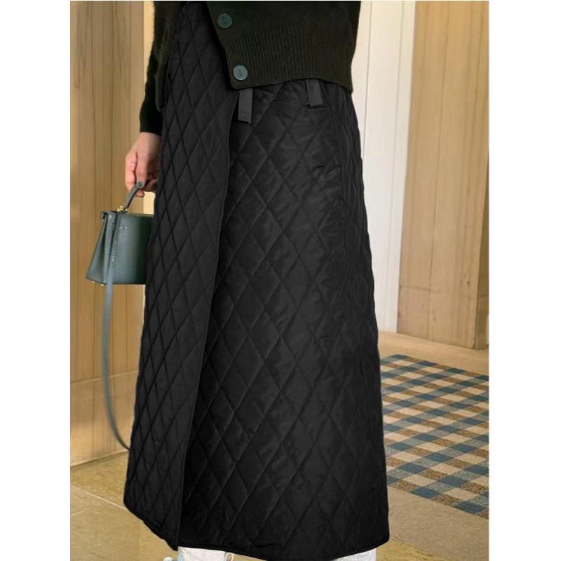 New Cross-Border Fashion Rhombus Lattice Skirt One Size серый/зелёный
