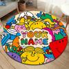 Mr Men Adventure Custom Name Round Area Rug Carpet Rug For Living Room Bedroom Sofa Playroom Decor Nonslip Floor Mat