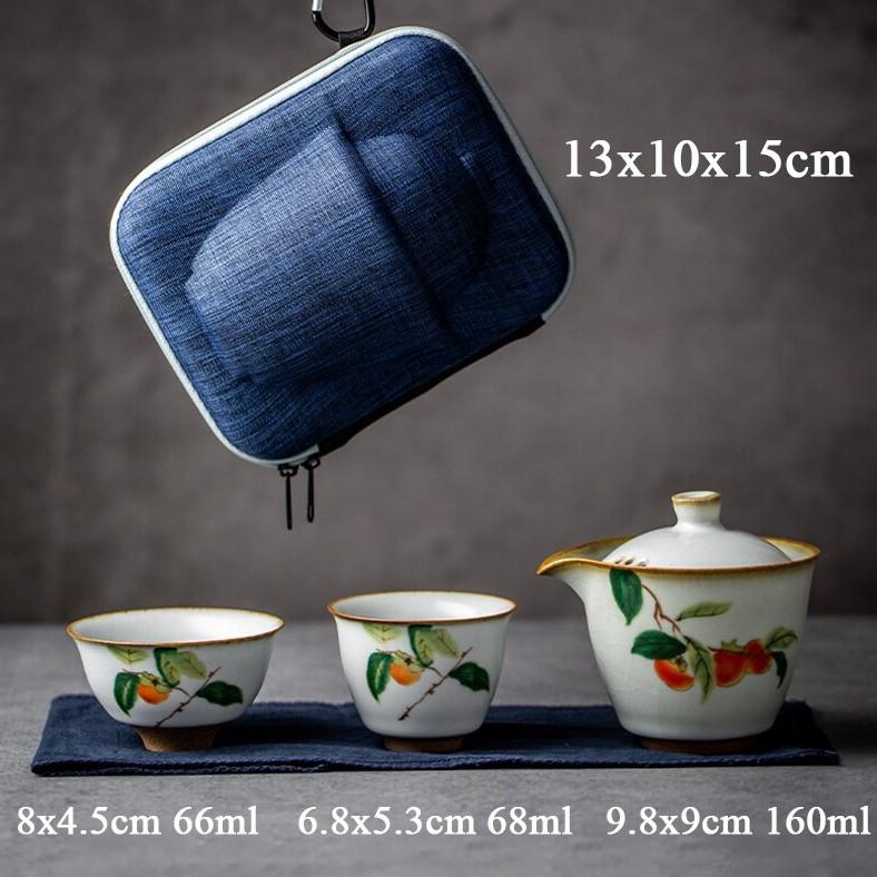 Ru Kiln Quick Tea Cup One Pot Two Cups Portable Ceramic Kung Fu Tea Set Teapot