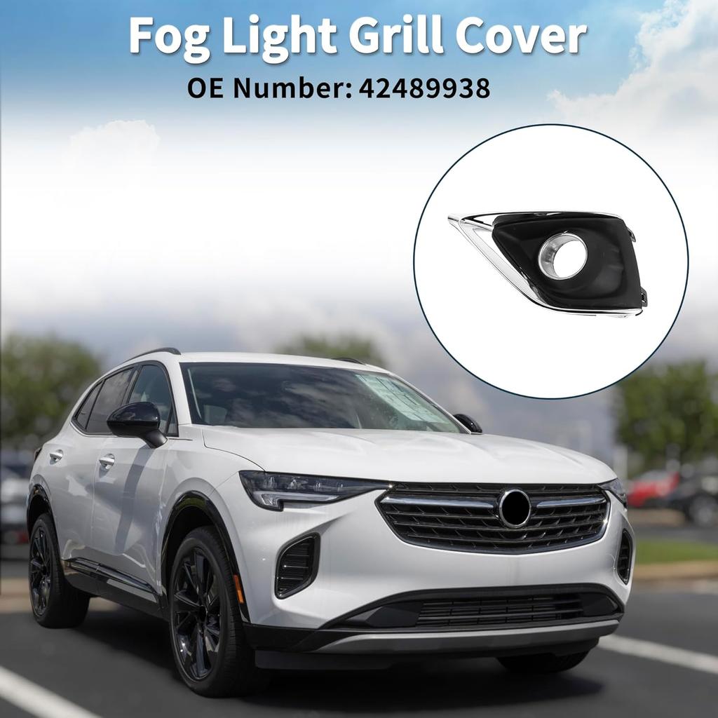 Fog Light Grill for Buick Envision 2019-2020 No.42489938 Front Left Front Lower Bumper Fog Light Cover Inserts Black,Silver Tone 1 Pc