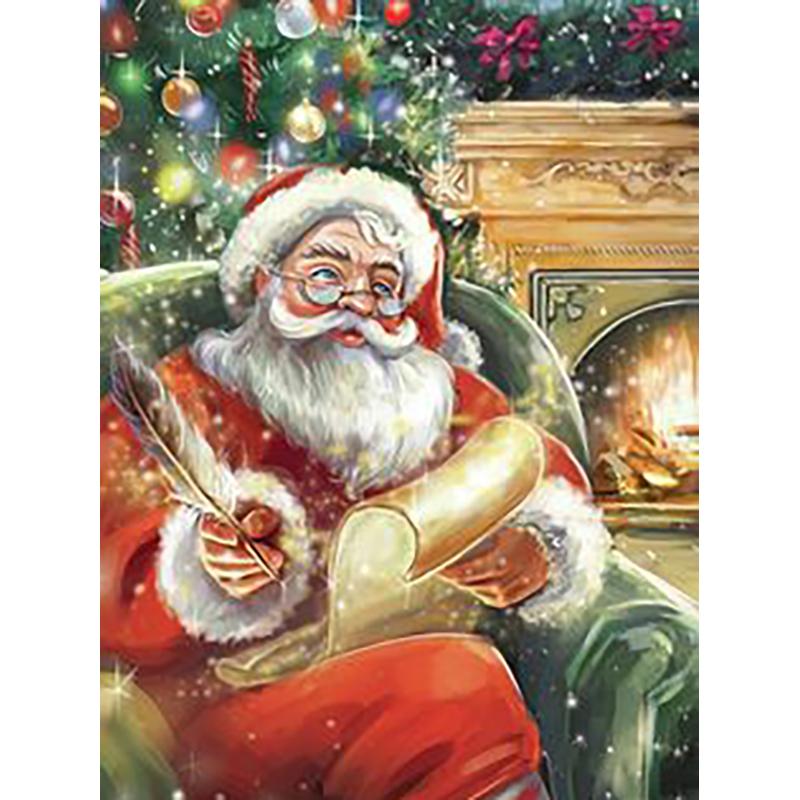 Diy Santa Claus 5D Diamond Painting Full Round Drill Christmas Gift Diamond Embroidery Cartoon Cross Stitch Handmade Wall Art