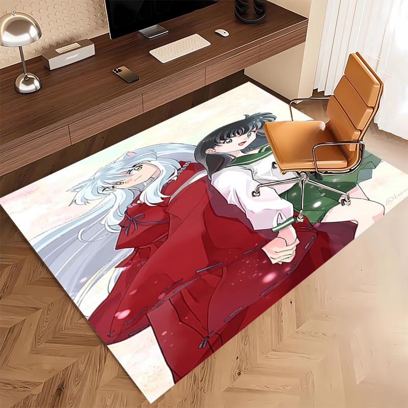 1pc Inuyasha & Kagome Print Area Rug - Soft, Washable Non-Slip Indoor Mat, Living Room, Home Office Decorative Rug,Office Decorative