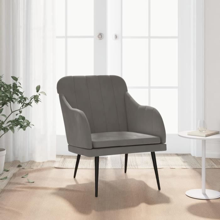 VidaXL Fauteuil Gris foncé 63x76x80 cm Velours 351455